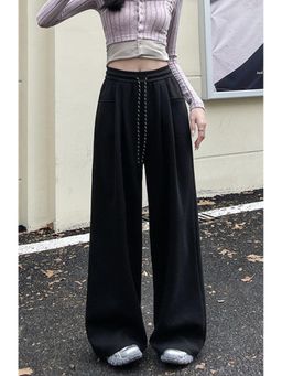 Outzidr - Black Elasticated Drawstring Baggy Fit Pant