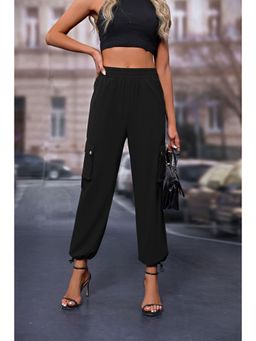 Outzidr - Black Elasticated Parachute Cargo Sweatpants