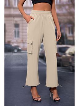 Outzidr - Cream Elasticated Parachute Cargo Sweatpants