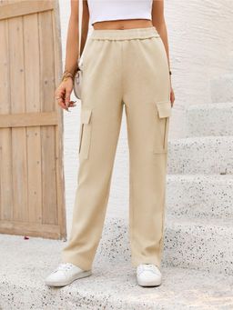 Outzidr - Off White Elasticated Cargo Pant