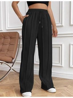 Outzidr - Black Elasticated Regular Fit Drawstring Joggers