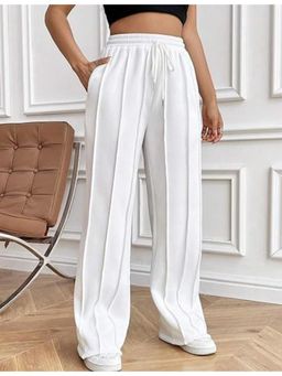 Outzidr - White Elasticated Regular Fit Drawstring Pant