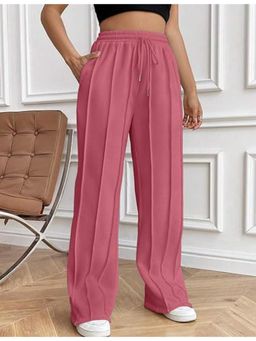Outzidr - Pink Elasticated Regular Fit Drawstring Pant