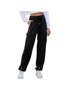 Outzidr - Black Cargo Regular Fit Drawstring Joggers