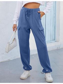Outzidr - Blue Cargo Regular Fit Drawstring Joggers