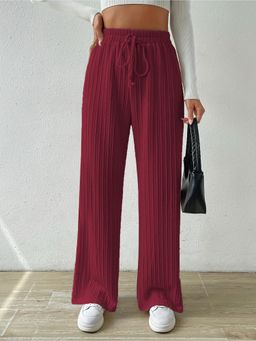 Outzidr - Burgundy Regular Fit Drawstring Joggers