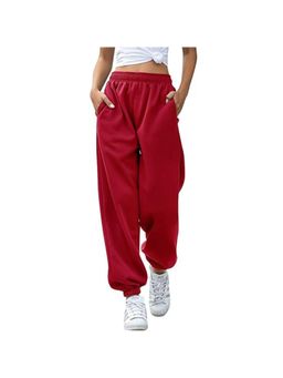 Outzidr - Red Elasticated Baggy Fit Sweatpants