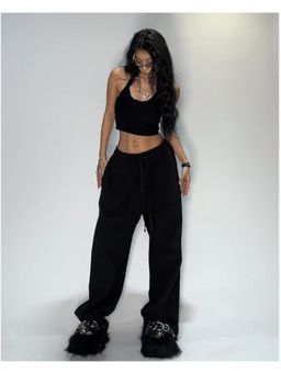 Outzidr - Black Baggy Fit Drawstring Joggers