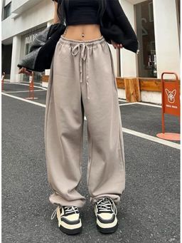 Outzidr - Khaki Baggy Fit Drawstring Joggers
