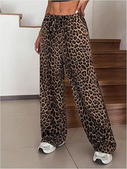 Outzidr - Black Baggy Fit Animal Printed Pant