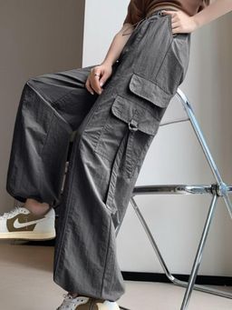 Outzidr - Charcoal Baggy Fit Cargo Track Pants