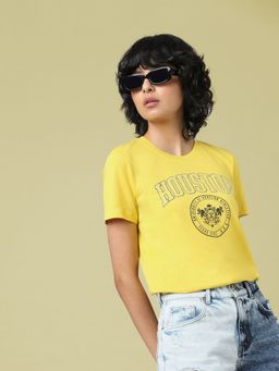 ONLY - Yellow Printed T-Shirt