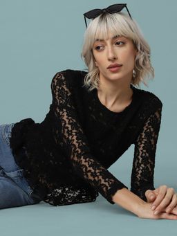 ONLY - Women Lace Black Top