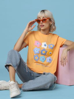 ONLY - Women Printed Orange T-shirt