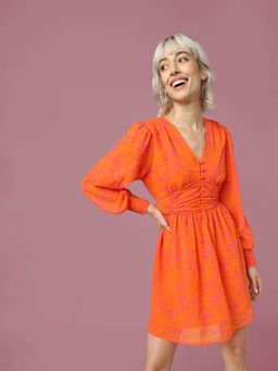 ONLY - Women Printed Orange Dress
