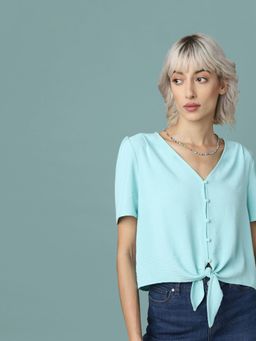 ONLY - Women Solid Blue Top