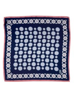The Tie Hub - Navy Blue Italian Silk Pocket Square with Pink Border