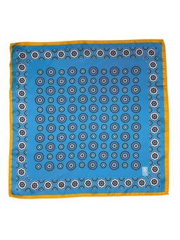 The Tie Hub - Sky Blue Italian Silk Pocket Square with Yellow Border