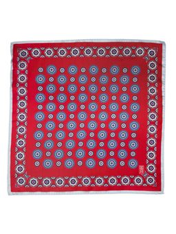 The Tie Hub - Red Italian Silk Pocket Square with Light Blue Border