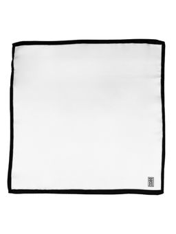 The Tie Hub - White Italian Silk Pocket Square with Black Border Formal Pocket Square