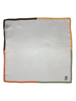The Tie Hub - White Italian Silk Pocket Square with Multicolor Four-Corner Border