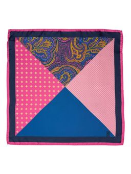 The Tie Hub - Multi-Design Italian Silk Pocket Square in Blue & Pink with Paisley Polka Mix