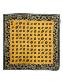 The Tie Hub - Mustard Yellow Italian Silk Pocket Square with Diamond Motif