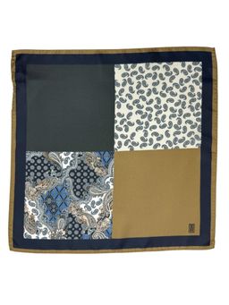 The Tie Hub - Multi-Block in Green Italian Silk Pocket Square Brown & Blue Paisley Design