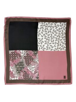 The Tie Hub - Multi-Block in Pink Italian Silk Pocket Square Black & Brown with Paisley Design