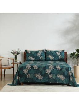 WHITES OF LONDON - Hydrangea 200 Tc Percale Organic Flat Sheet With Pillow Cover