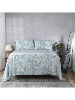 WHITES OF LONDON - Windflower 200 Tc Percale Organic Flat Sheet With Pillow Cover