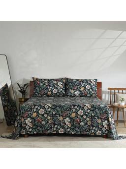 WHITES OF LONDON - Adriana Black 200 Tc Percale Organic Flat Sheet With Pillow Cover