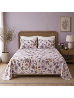 WHITES OF LONDON - Flutter 200 Tc Percale Organic Flat Sheet With Pillow Cover