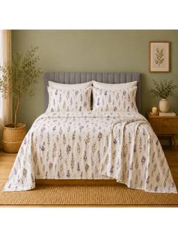WHITES OF LONDON - Lavender Blush 200 Tc Percale Organic Flat Sheet With Pillow Cover