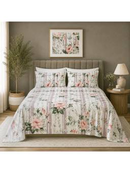 WHITES OF LONDON - Whispering Rose 200 Tc Percale Organic Flat Sheet With Pillow Cover