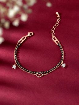 Peora - Rose Gold Plated CZ Heart Openable Mangalsutra Bracelet