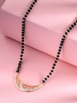 Peora - Rose Gold Plated Cubic Zirconia Studded Mangalsutra Necklace Jewellery Gift for Women
