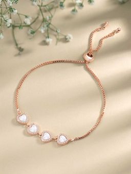 Peora - Rose Gold Plated Mother of Pearl CZ Adjustable Bracelet Fashion for Women