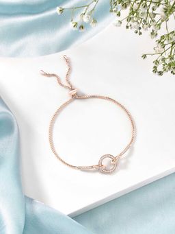 Peora - Rose Gold Plated CZ Studded Adjustable Bracelet Fashion Jewellery