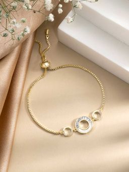 Peora - Gold Plated Cubic Zirconia Studded Fancy Adjustable Bracelet Fashion Jewellery