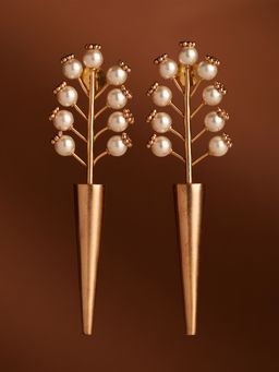 Suhani Pittie - Cosmic Sabre 22k Gold Plated Pearl Spike Drop Earrings