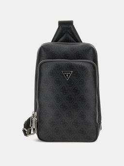 Guess - Black Polyurethane Printed Men Crossbody