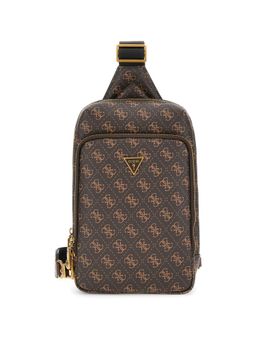 Guess - Brown Polyurethane Printed Men Crossbody
