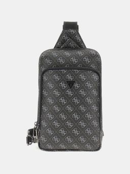Guess - Black Polyurethane Printed Men Crossbody