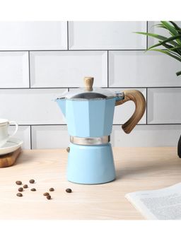 NATURALLY YOURS - Blue Aluminium Moka Pot Coffee Maker 300 Ml