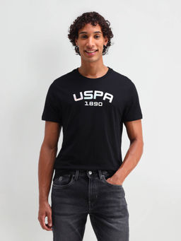 U.S. Polo Assn. Denim Co. - Men Black Solid T-Shirt