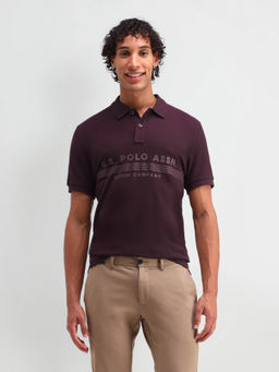 U.S. Polo Assn. Denim Co. - Men Wine Solid Polo T-Shirt