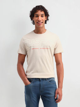 U.S. Polo Assn. Denim Co. - Mens Beige Solid T-Shirt