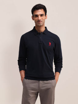 U.S. POLO ASSN. - Mens Blue Solid Polo T-Shirt