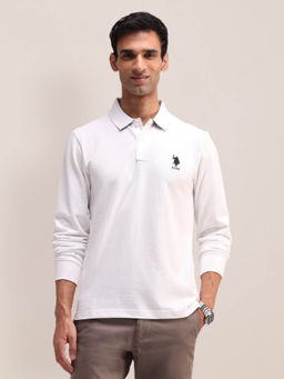 U.S. POLO ASSN. - Mens White Solid Polo T-Shirt